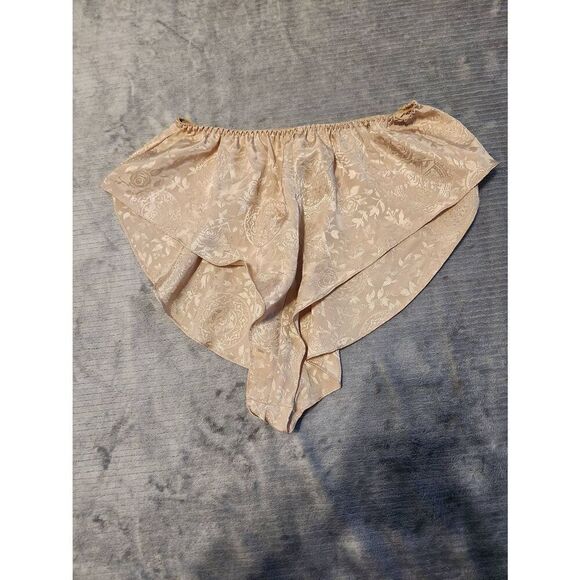 Vintage Victorias Secret High Cut Panty Gold Label size M Tan Floral - Picture 1 of 3